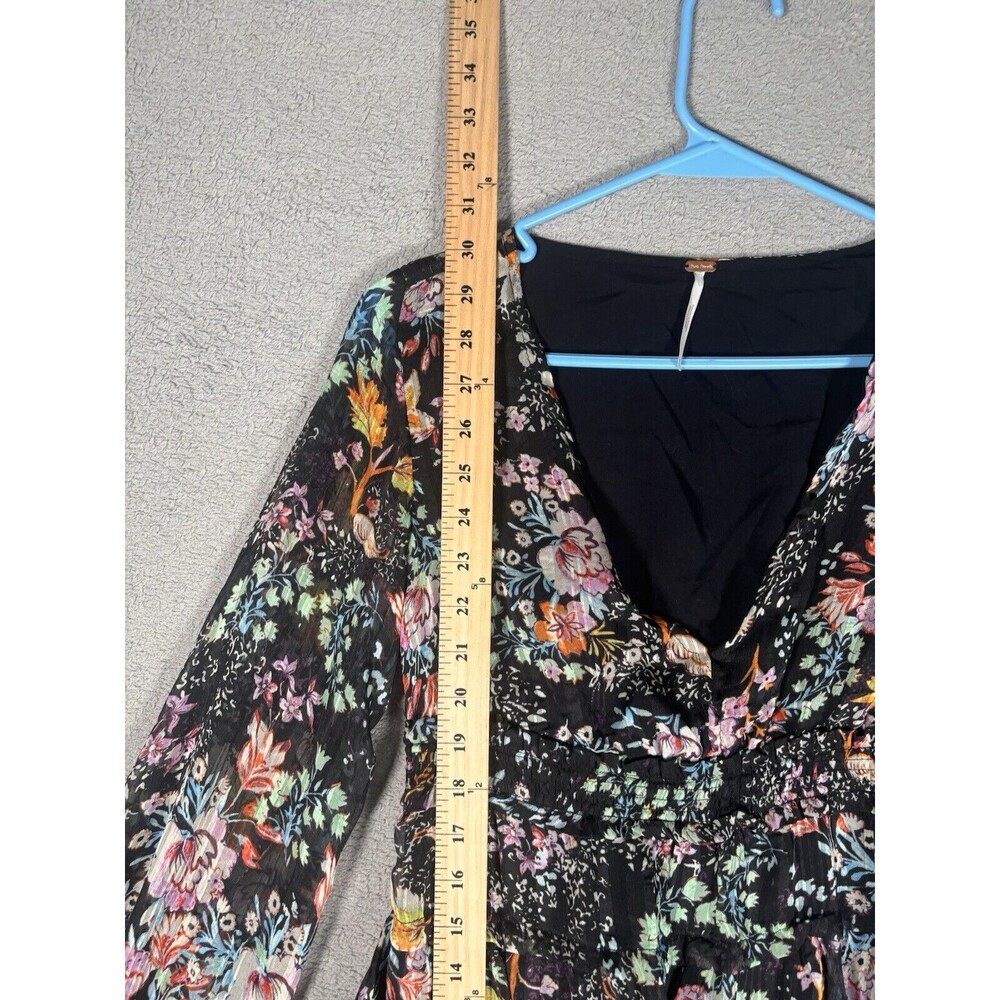 Free People Closer To The Heart Tiered Floral Miss Dress Black Floral Size XS - Picture 10 of 11